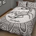 White And Black Scorpio Sign Print Quilt Bed Set