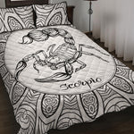 White And Black Scorpio Sign Print Quilt Bed Set