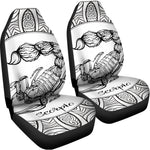 White And Black Scorpio Sign Print Universal Fit Car Seat Covers