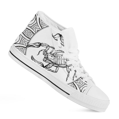 White And Black Scorpio Sign Print White High Top Shoes