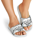 White And Black Scorpio Sign Print White Slide Sandals