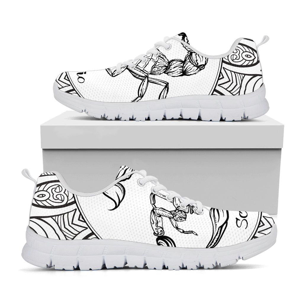 White And Black Scorpio Sign Print White Sneakers