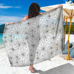 White And Black Spider Web Pattern Print Beach Sarong Wrap