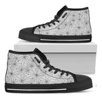 White And Black Spider Web Pattern Print Black High Top Shoes