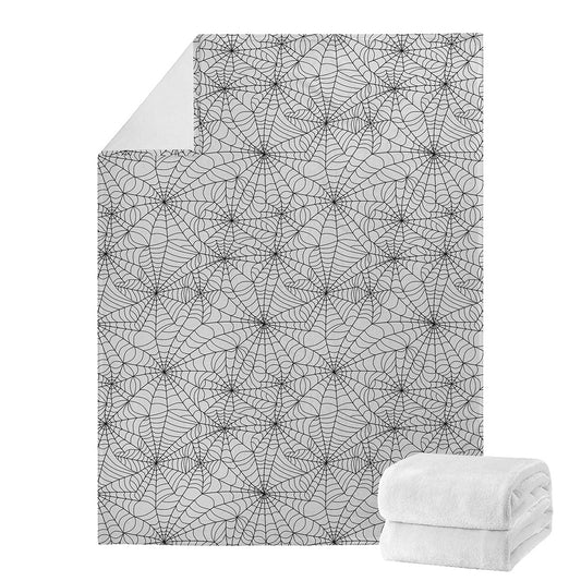 White And Black Spider Web Pattern Print Blanket