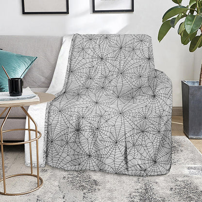 White And Black Spider Web Pattern Print Blanket