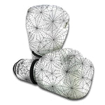 White And Black Spider Web Pattern Print Boxing Gloves