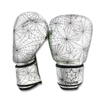 White And Black Spider Web Pattern Print Boxing Gloves