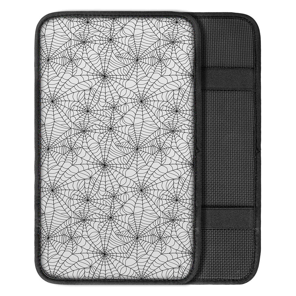 White And Black Spider Web Pattern Print Car Center Console Cover