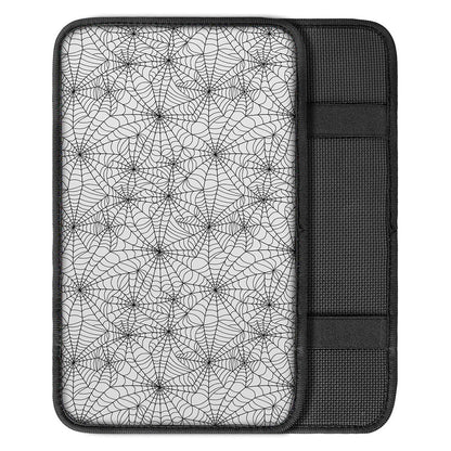 White And Black Spider Web Pattern Print Car Center Console Cover