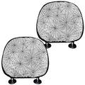 White And Black Spider Web Pattern Print Car Headrest Covers
