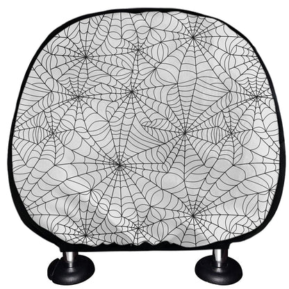 White And Black Spider Web Pattern Print Car Headrest Covers