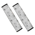 White And Black Spider Web Pattern Print Car Seat Belt Covers