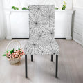 White And Black Spider Web Pattern Print Dining Chair Slipcover
