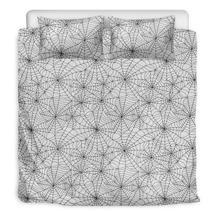 White And Black Spider Web Pattern Print Duvet Cover Bedding Set