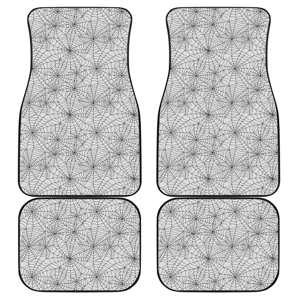 White And Black Spider Web Pattern Print Front and Back Car Floor Mats