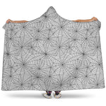 White And Black Spider Web Pattern Print Hooded Blanket