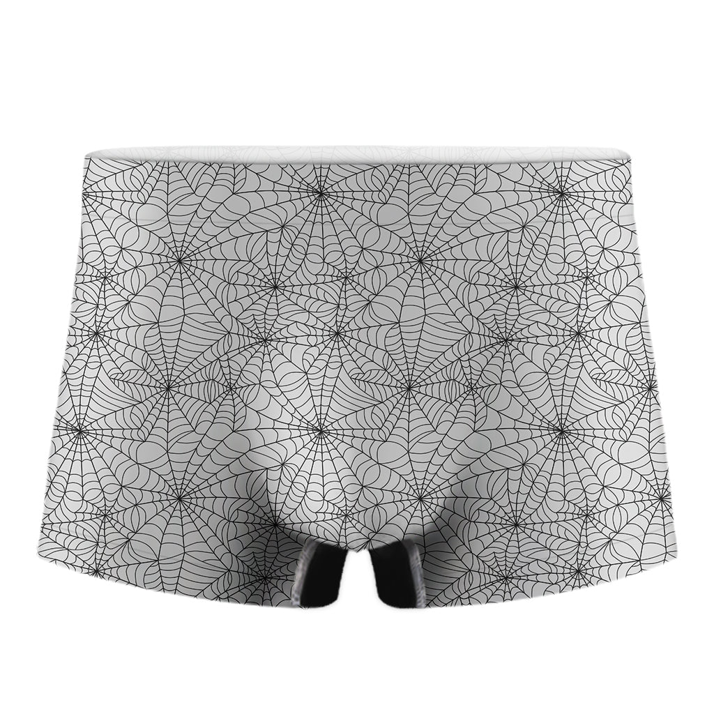 White And Black Spider Web Pattern Print Men's Boxer Briefs