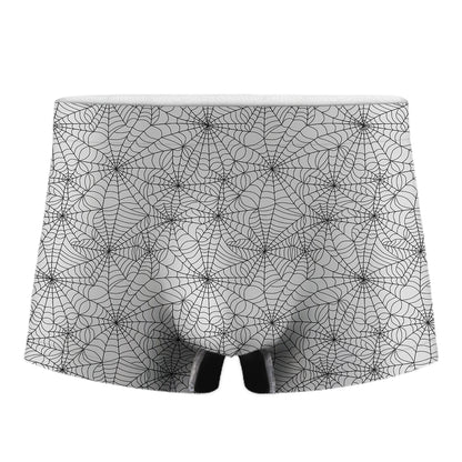 White And Black Spider Web Pattern Print Men's Boxer Briefs