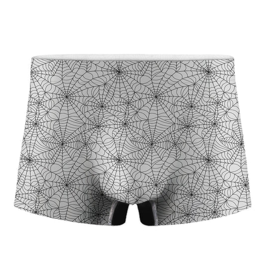 White And Black Spider Web Pattern Print Men's Boxer Briefs