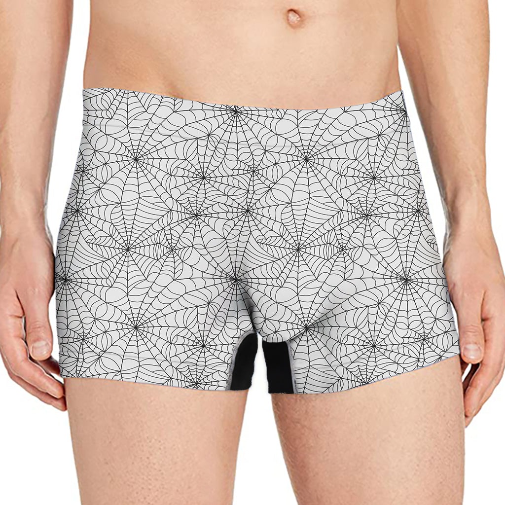 White And Black Spider Web Pattern Print Men's Boxer Briefs