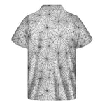 White And Black Spider Web Pattern Print Men's Short Sleeve Shirt