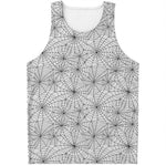White And Black Spider Web Pattern Print Men's Tank Top