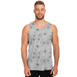 White And Black Spider Web Pattern Print Men's Tank Top