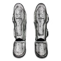 White And Black Spider Web Pattern Print Muay Thai Shin Guards