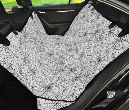White And Black Spider Web Pattern Print Pet Car Back Seat Cover