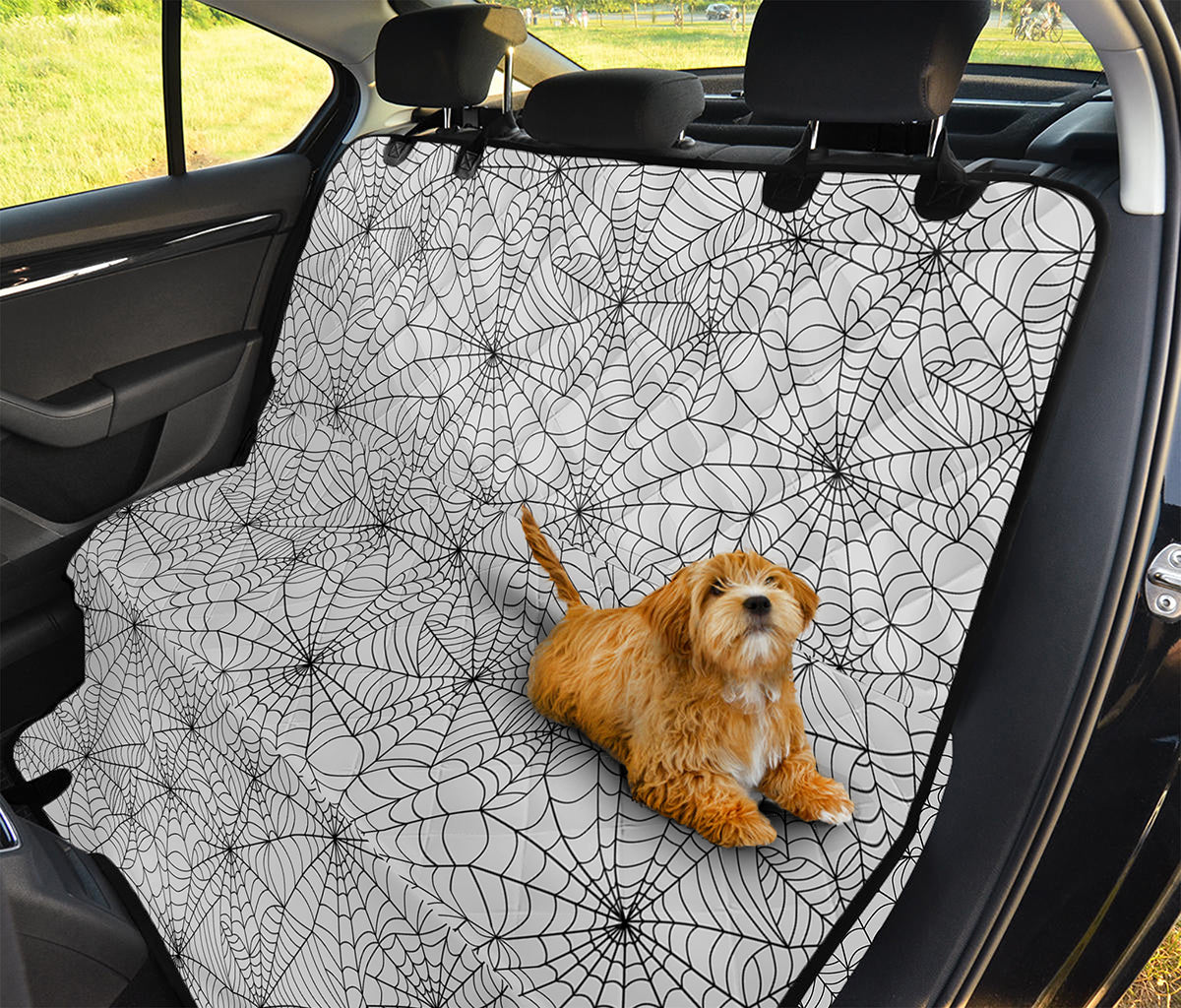 White And Black Spider Web Pattern Print Pet Car Back Seat Cover