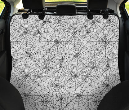 White And Black Spider Web Pattern Print Pet Car Back Seat Cover