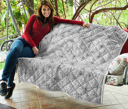 White And Black Spider Web Pattern Print Quilt