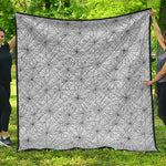 White And Black Spider Web Pattern Print Quilt