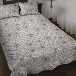 White And Black Spider Web Pattern Print Quilt Bed Set