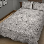 White And Black Spider Web Pattern Print Quilt Bed Set