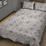 White And Black Spider Web Pattern Print Quilt Bed Set