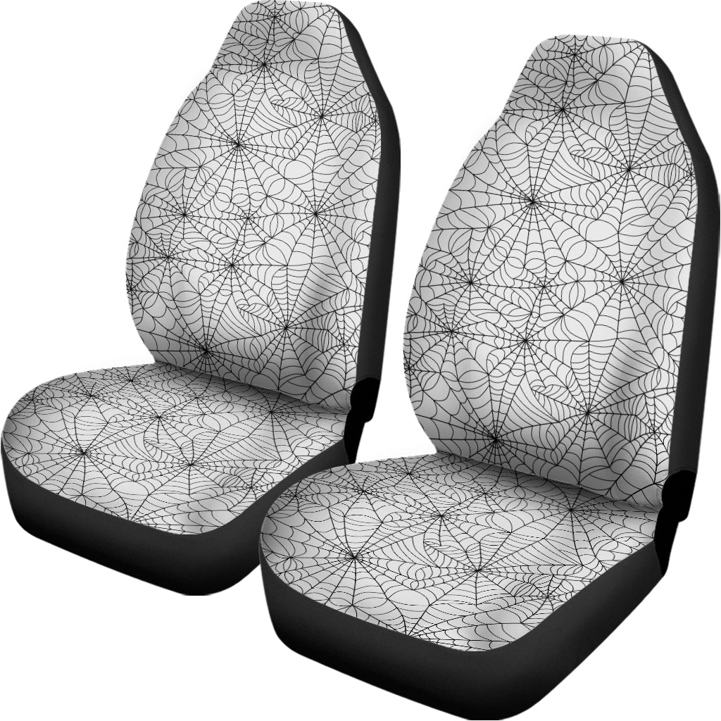White And Black Spider Web Pattern Print Universal Fit Car Seat Covers