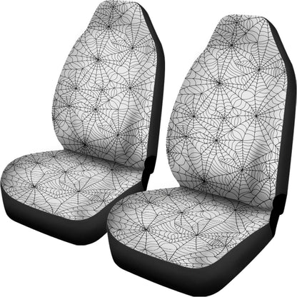 White And Black Spider Web Pattern Print Universal Fit Car Seat Covers