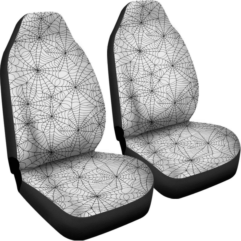 White And Black Spider Web Pattern Print Universal Fit Car Seat Covers