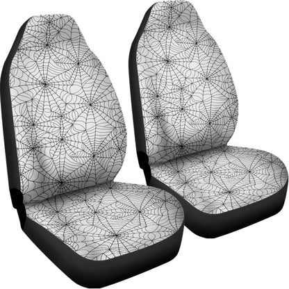 White And Black Spider Web Pattern Print Universal Fit Car Seat Covers