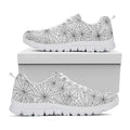 White And Black Spider Web Pattern Print White Running Shoes