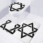 White And Black Star of David Print 3 Piece Bath Mat Set