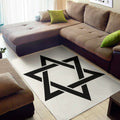 White And Black Star of David Print Floor Mat