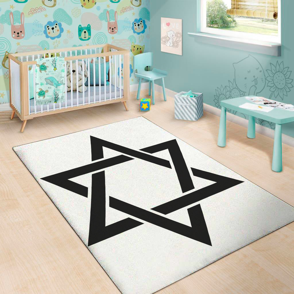 White And Black Star of David Print Area Rug