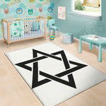 White And Black Star of David Print Area Rug