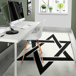 White And Black Star of David Print Area Rug