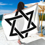 White And Black Star of David Print Beach Sarong Wrap
