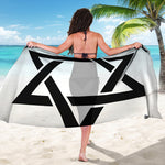 White And Black Star of David Print Beach Sarong Wrap
