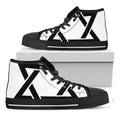 White And Black Star of David Print Black High Top Sneakers